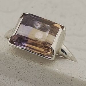 RARE AMETRINE GENUINE GEMSTONE HANDMADE IN RECYCLED STERLING SILVER SIZE 7